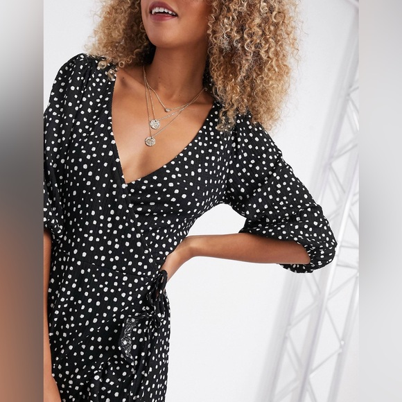 Bershka Mini wrap polka dot Dress - Picture 4 of 4